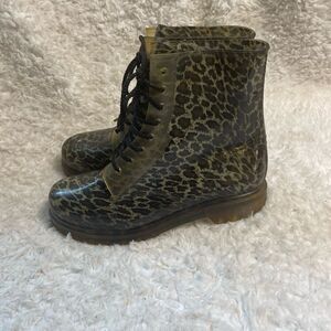 Animal Prints Rubber lace up combat rain boots size 11